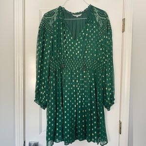 Ranna Gill Anthropologie Green and Gold Mini Dress size XL